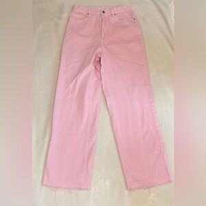 Pacsun Women’s Pink ‘90s Boyfriend Jeans High Rise Baggy Leg Raw Hem Size 26